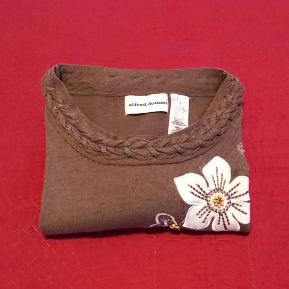 Alfred Dunner Flower Beaded Long Sleeve Sweater - Picture 8 of 8